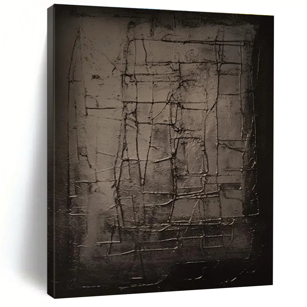 Dark Grid Abstract Painting for Industrial - Style Spaces HENG450