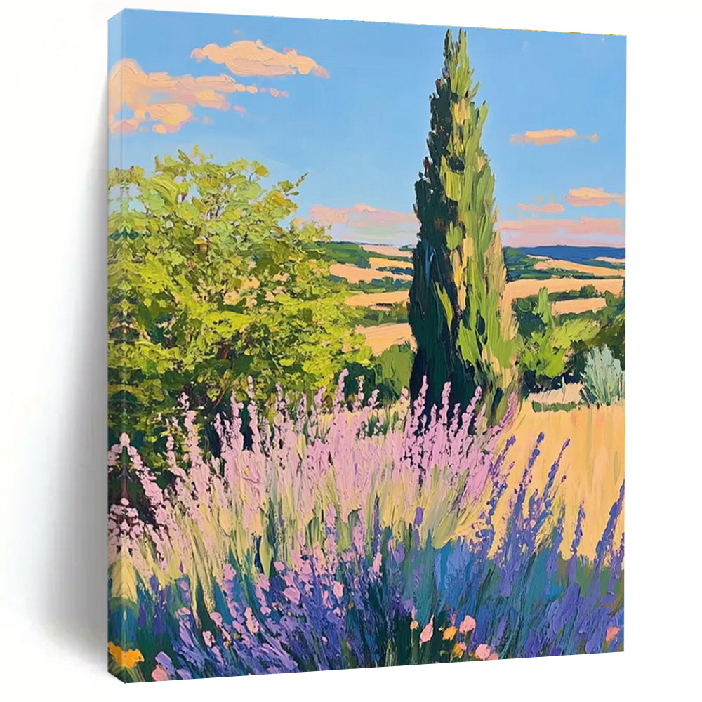 Provence Landscape Abstract Painting for Rustic - Chic Dining Rooms HENG436