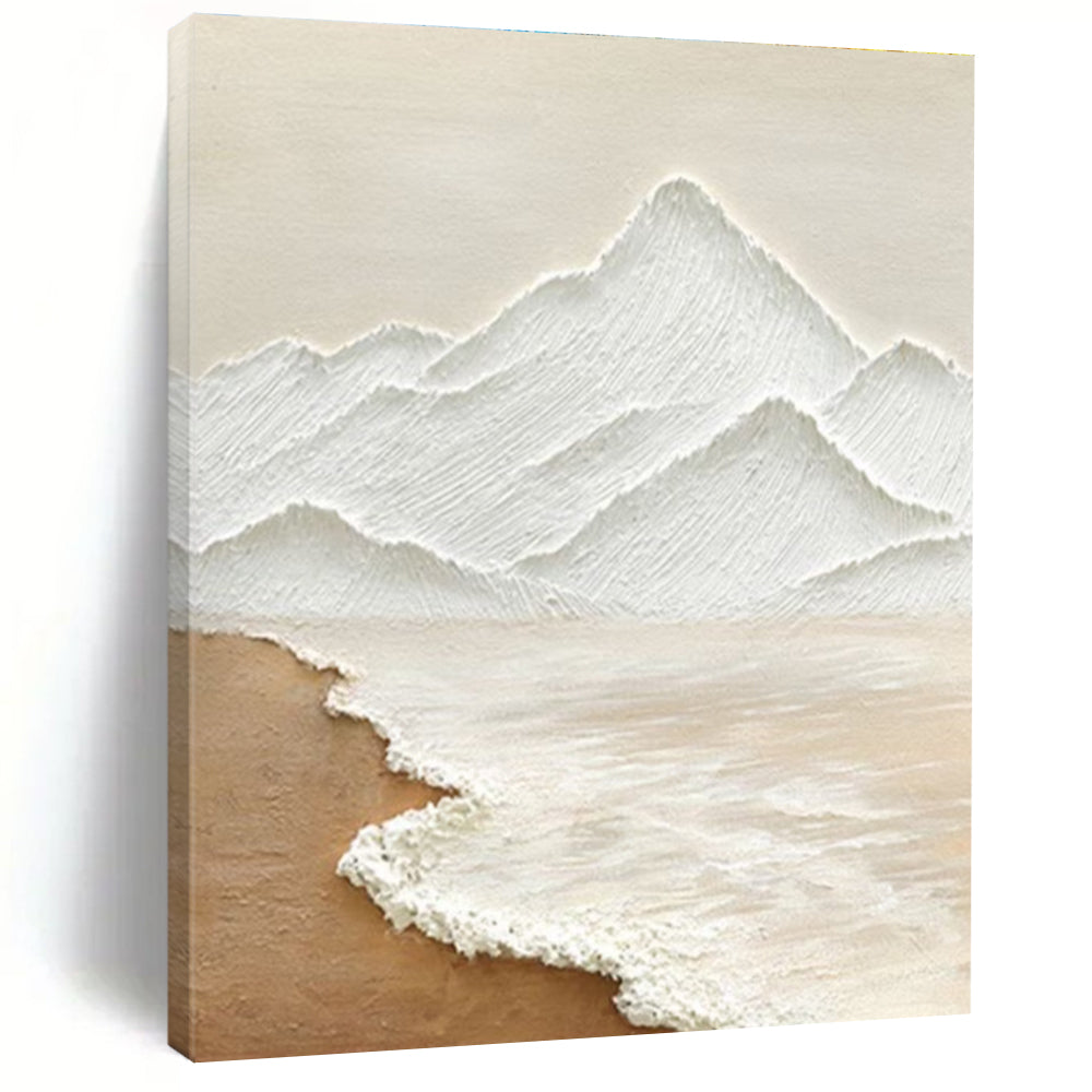 Minimalist Textured Mountain & Sea Abstract Painting for Serene Spaces HENG273