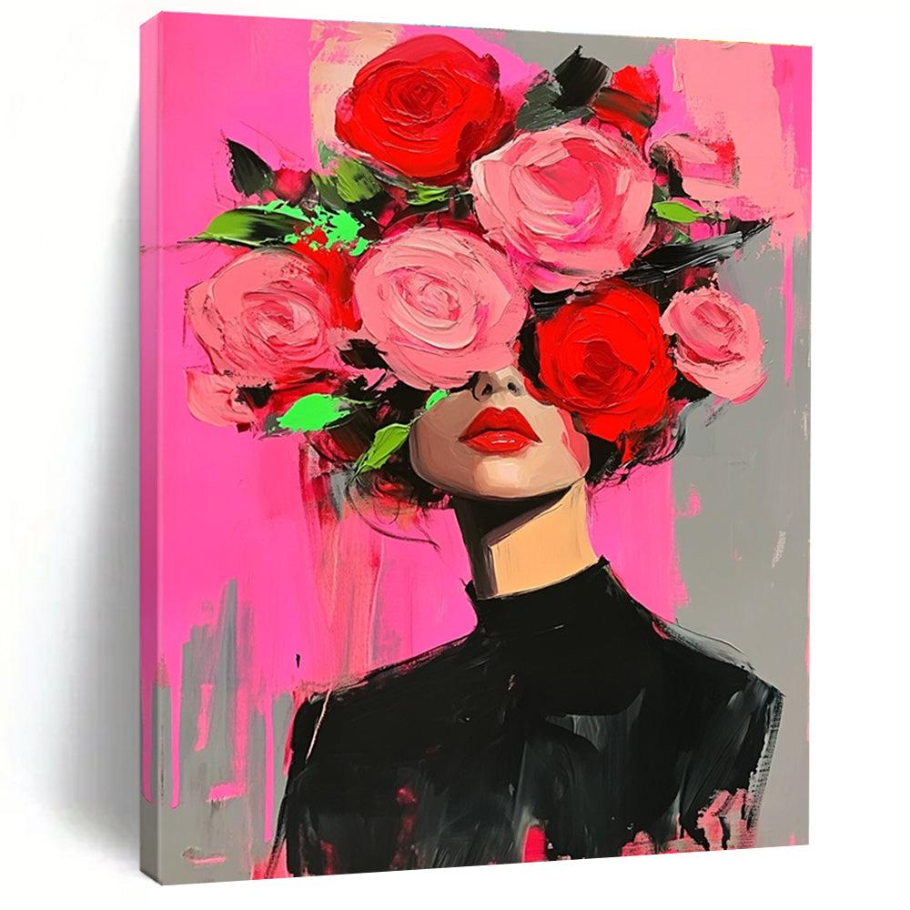 Woman with Floral Headpiece Bold Abstract Painting for Fashion - Forward Spaces GAB1437