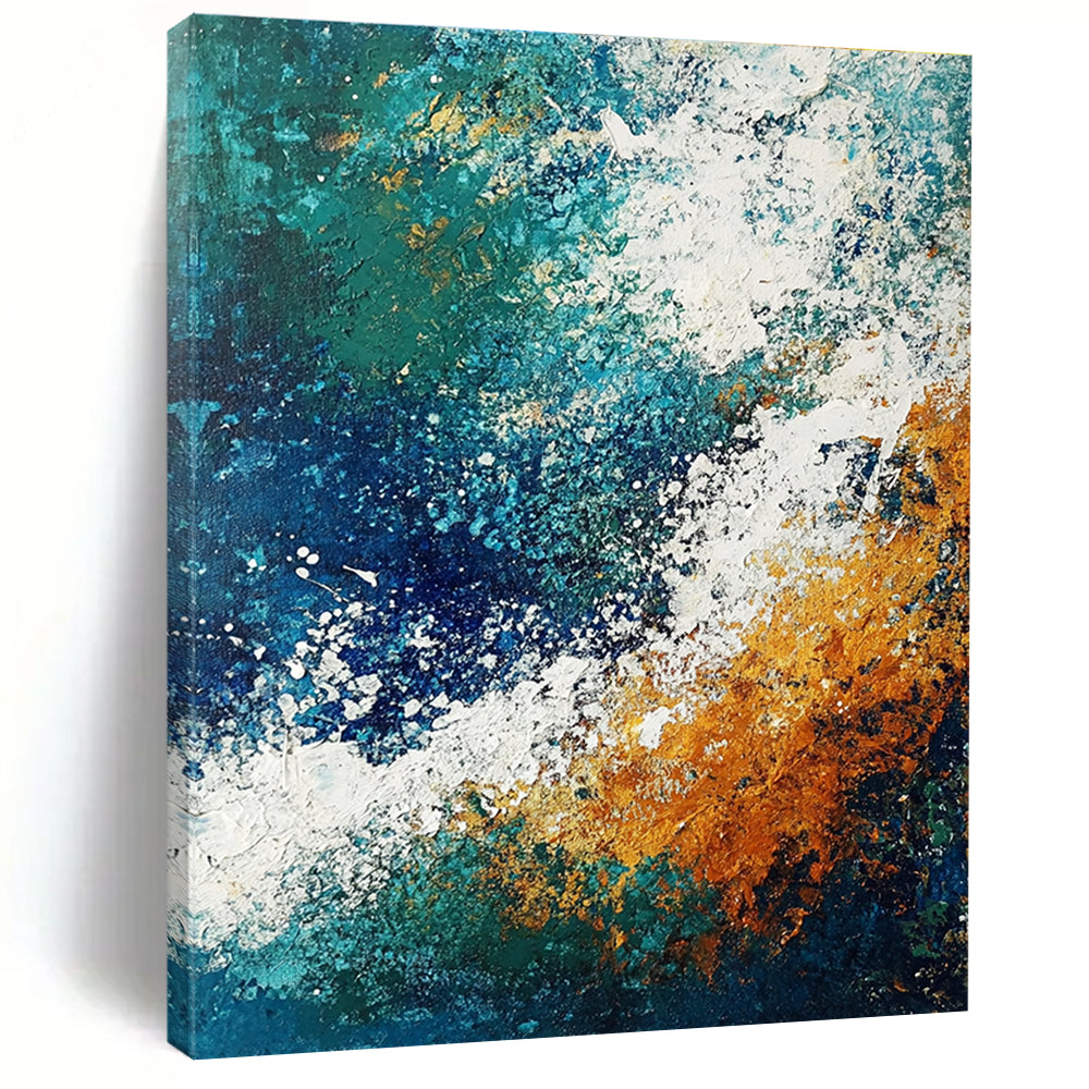 Textured Blue and Orange Abstract Painting for Artistic Living Rooms GAB0784