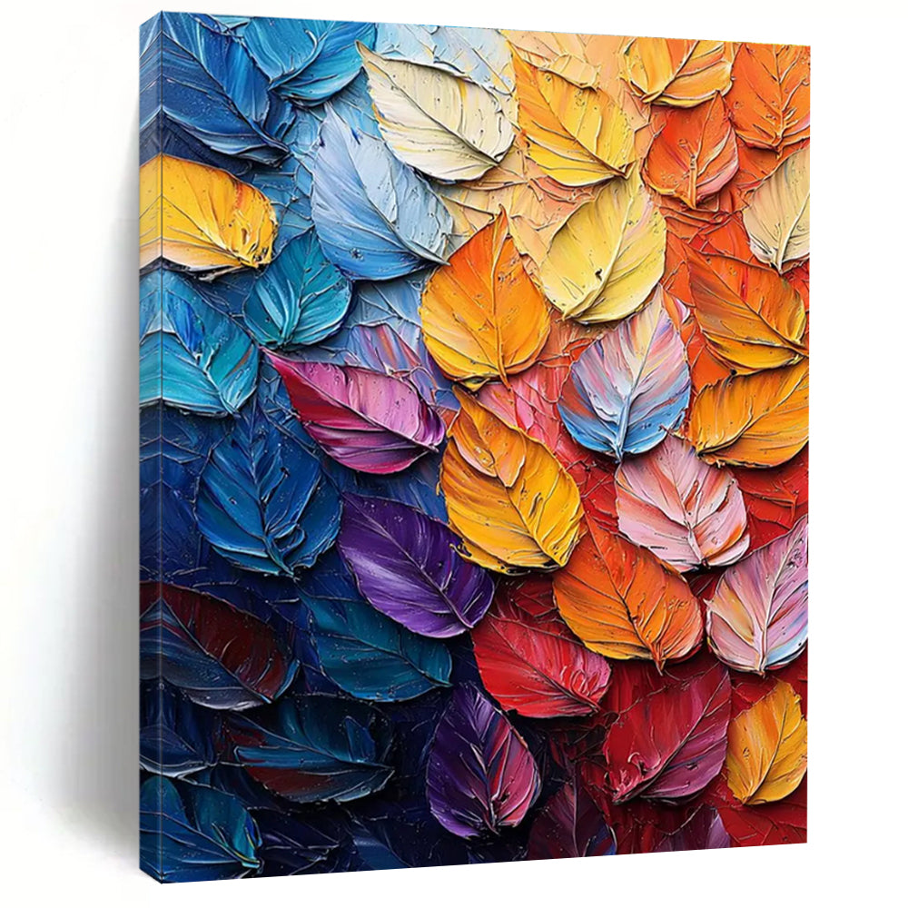 Colorful Leaf Texture Abstract Painting for Nature - Inspired Studies HENG424