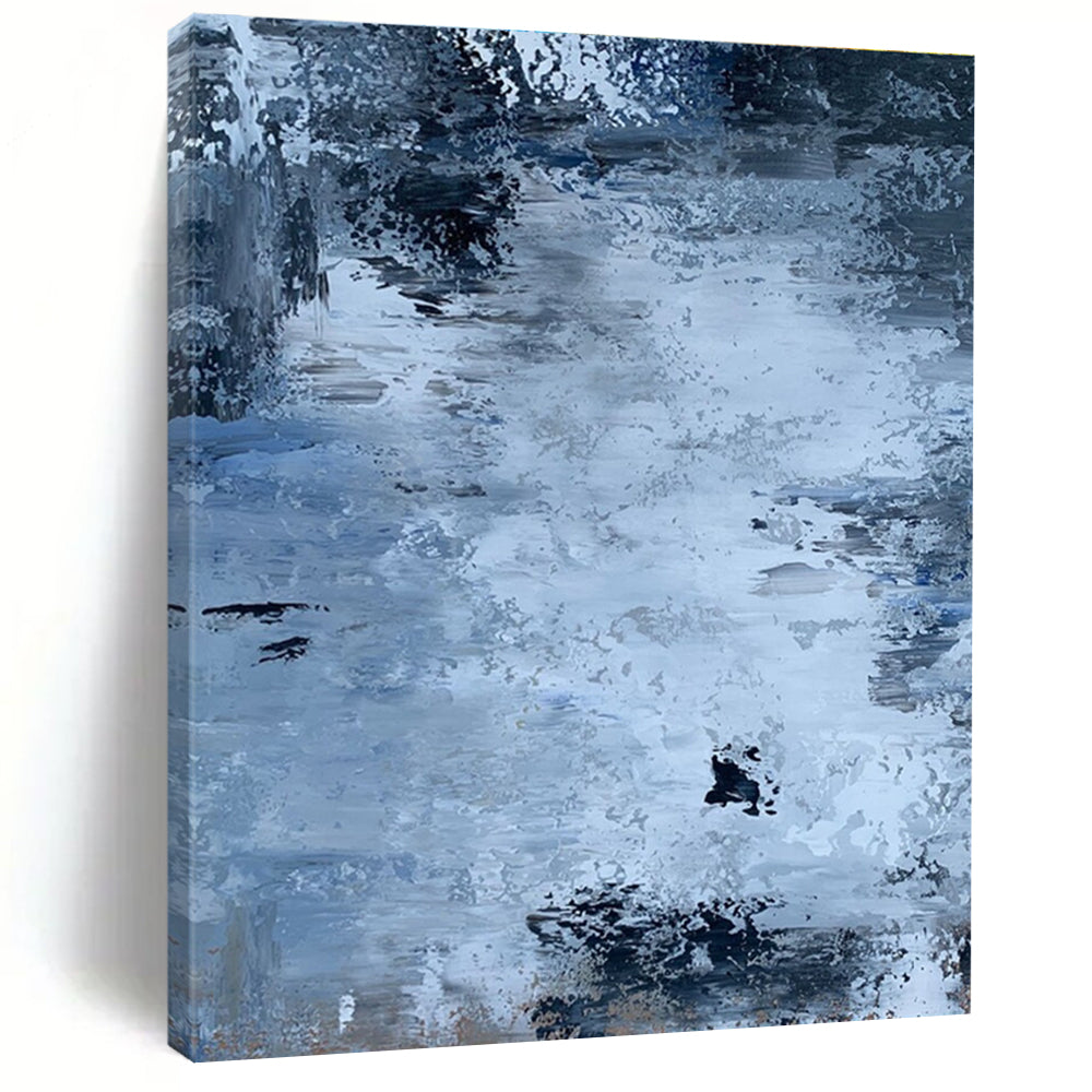 Subtle Blue - Gray Abstract Textures Painting for Calm Interiors HENG251