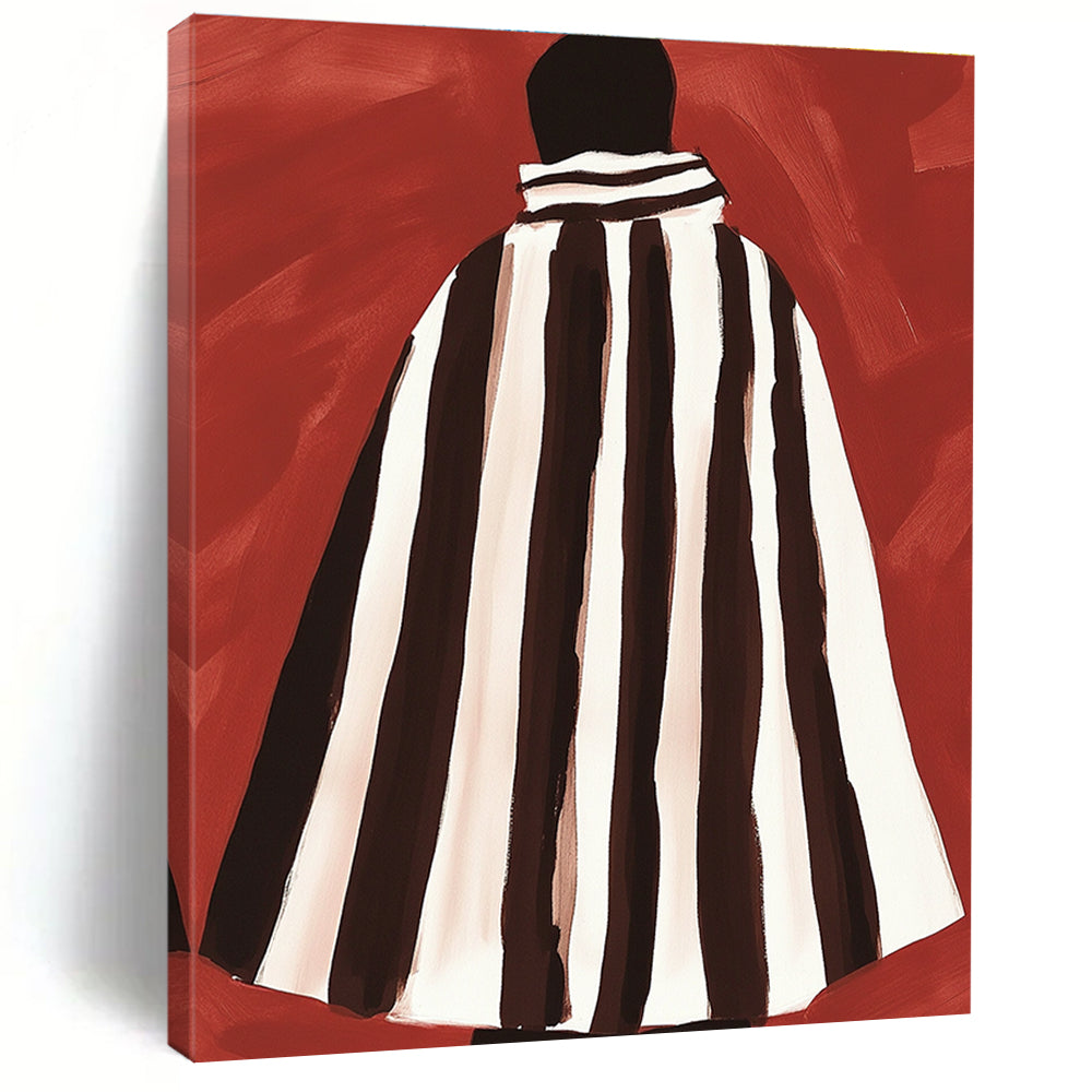Striped Cloak Figure Abstract Painting with Bold Patterns GAB0052