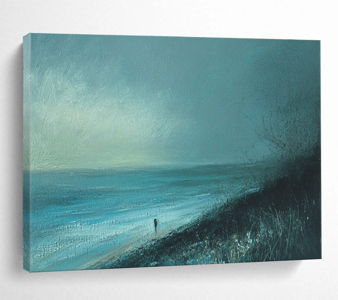 Solitary Beach Figure in Blue Tones ABS090