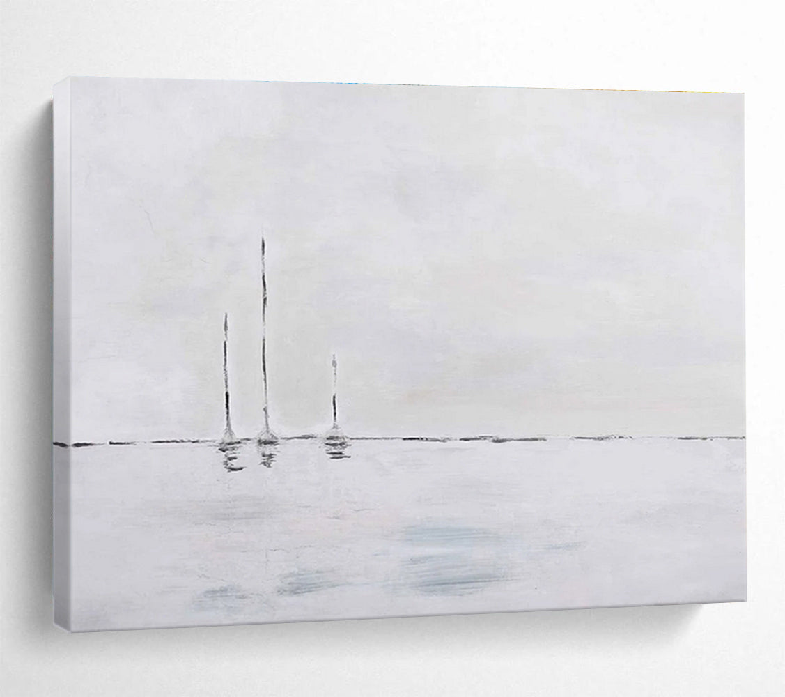 Minimalist Sailboat Abstract Painting for Serene Bedroom Retreats YHT263