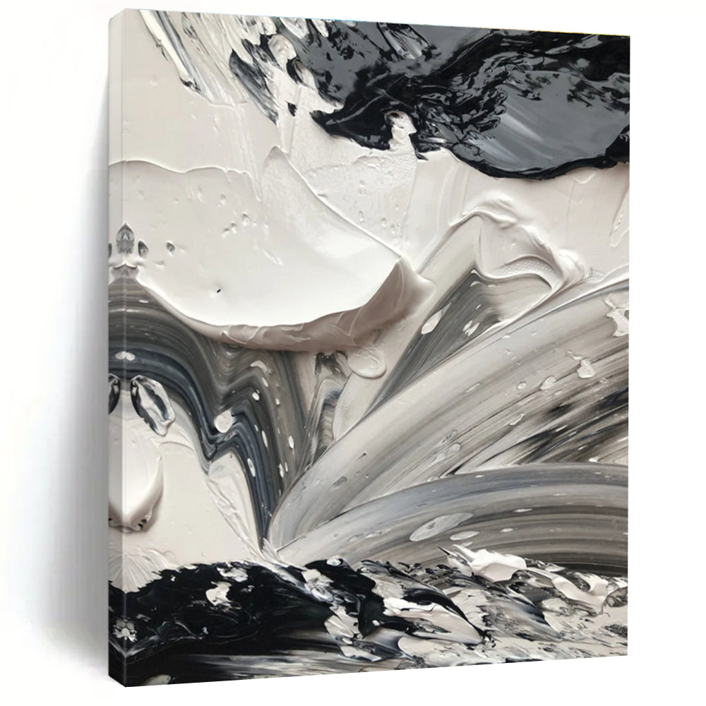 Monochrome Textured Abstraction Painting for Modern Galleries HENG440