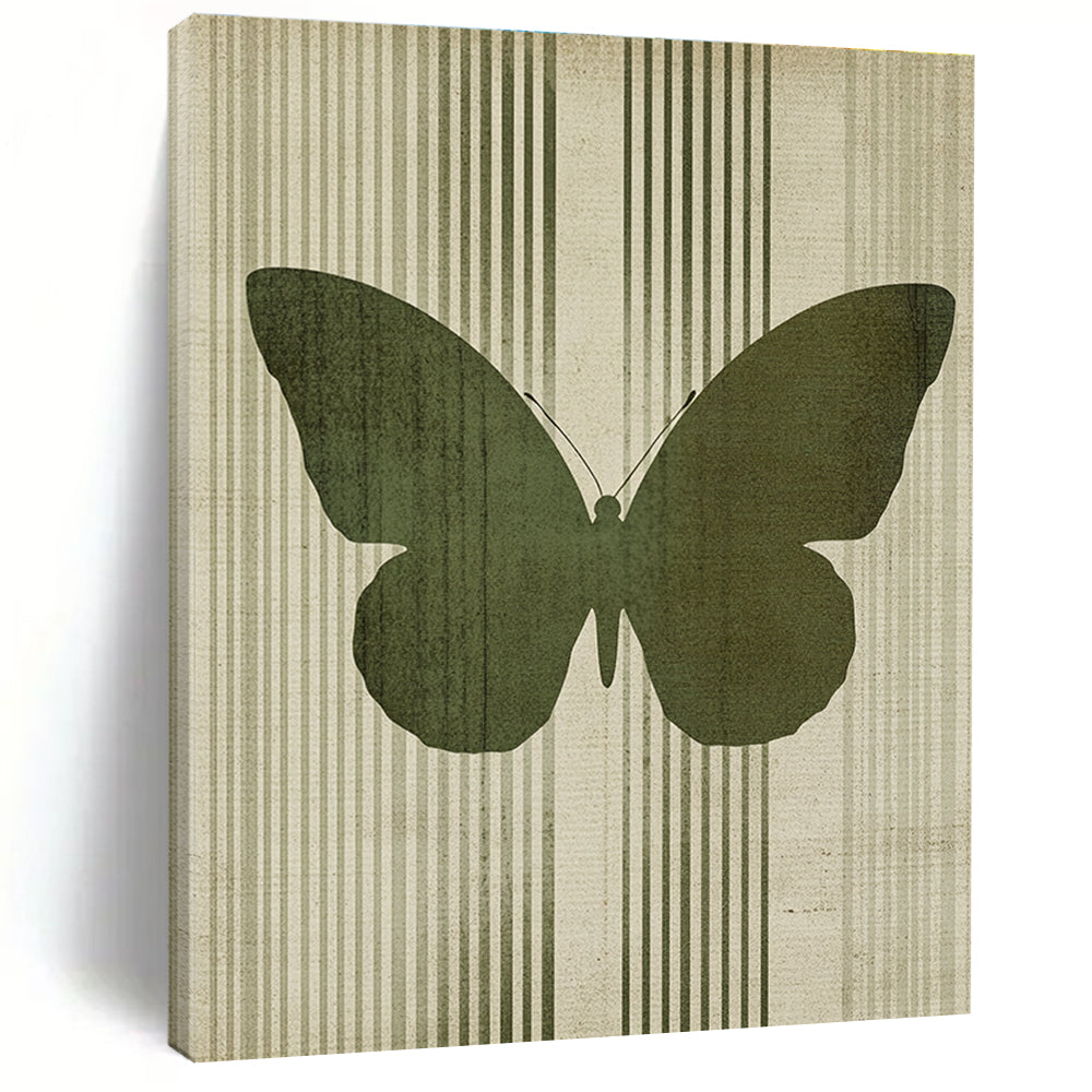 Green Butterfly Silhouette Abstract Painting of Subtle Grace GAB0142