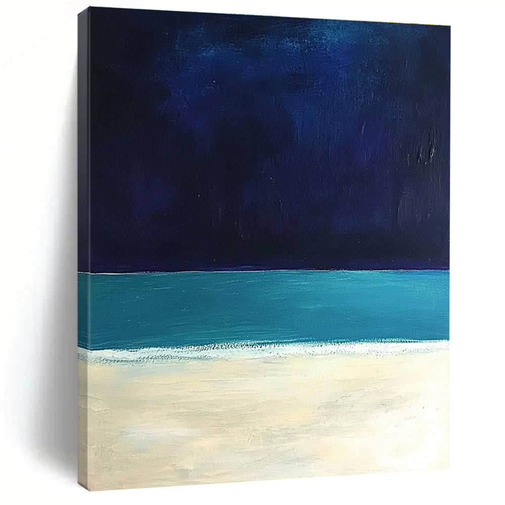 Dark Beach Scene Abstract Painting for Nautical - Themed Studies GAB1301