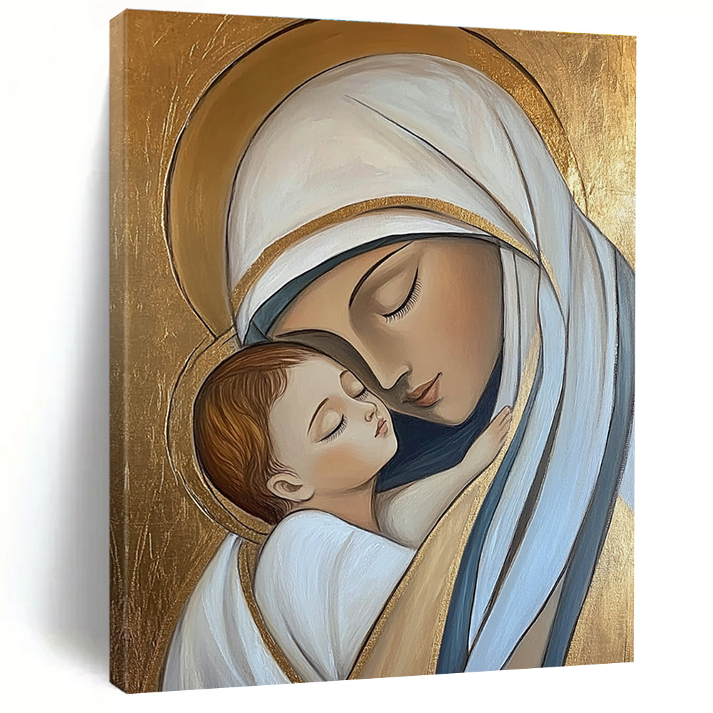 Madonna and Child Spiritual Abstract Painting for Religious Spaces GAB1479