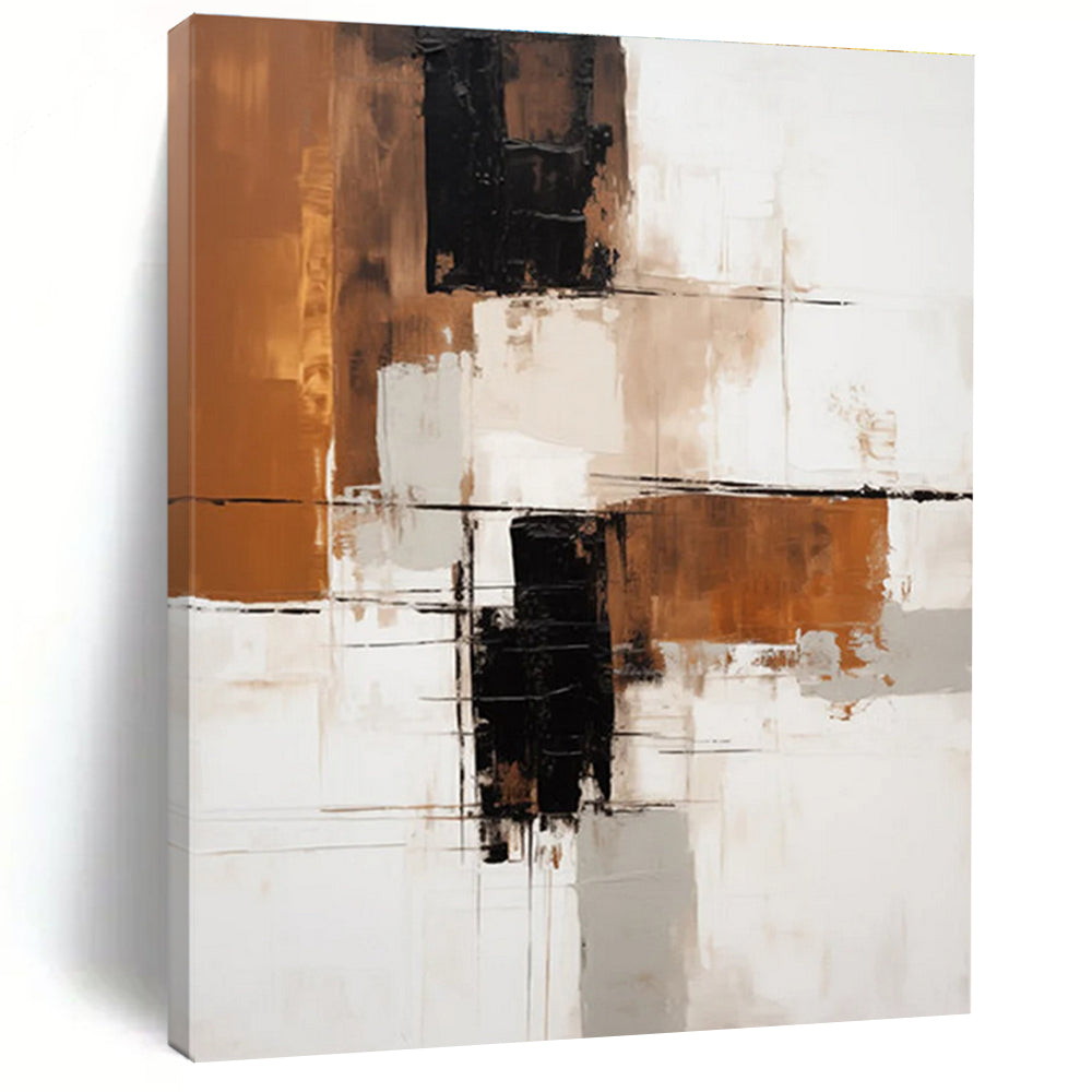 Brown - Black - White Abstract Painting for Industrial - Chic Lofts HENG129