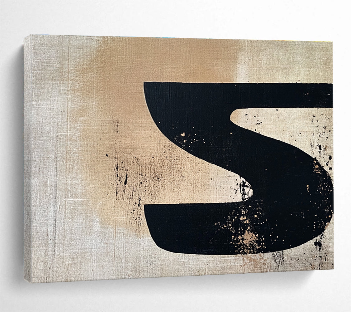 Black - Beige “S” Abstract Bold Graphic Impact ABS094