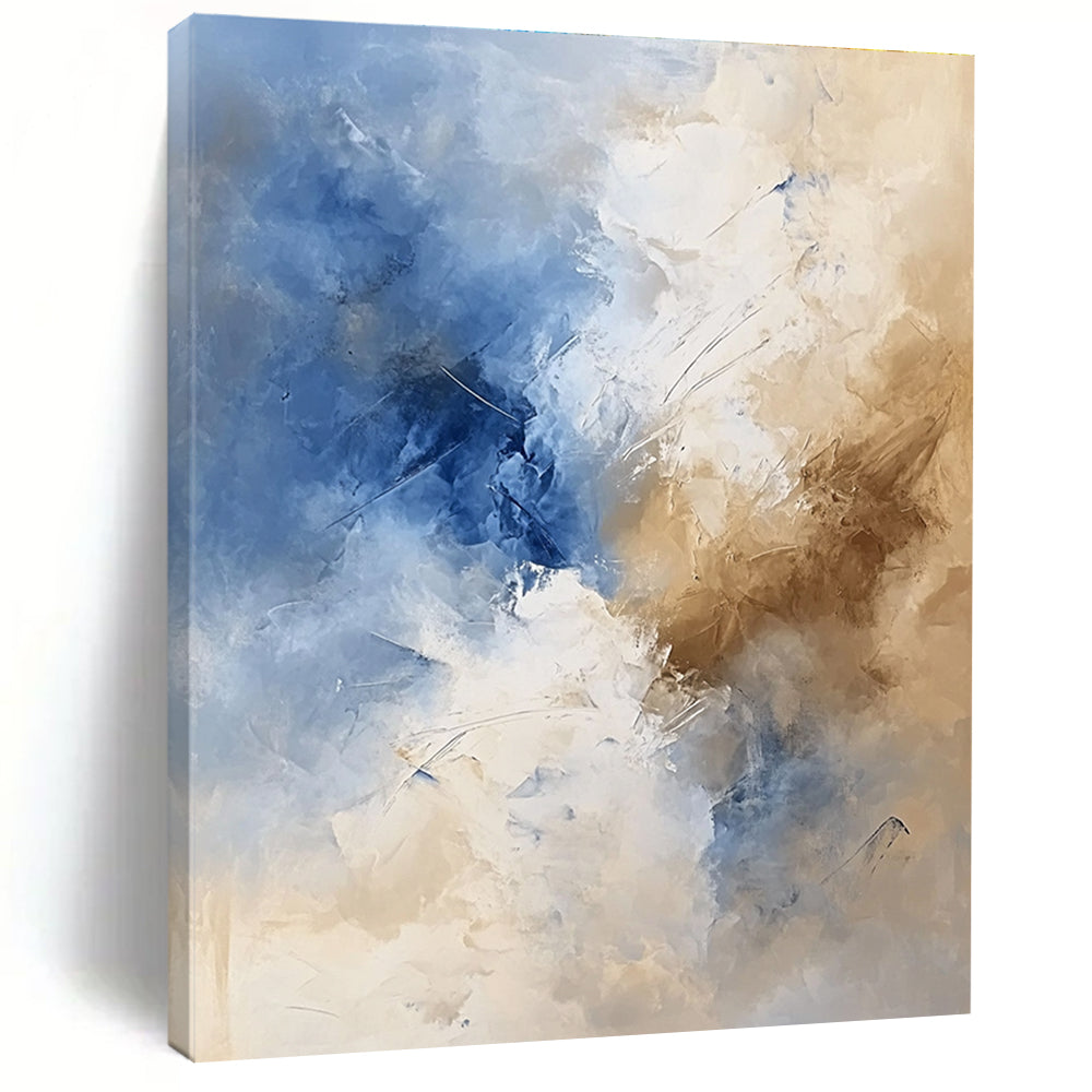 Blue and Beige Soft - Toned Abstract Painting for Serene Bedrooms GAB0880