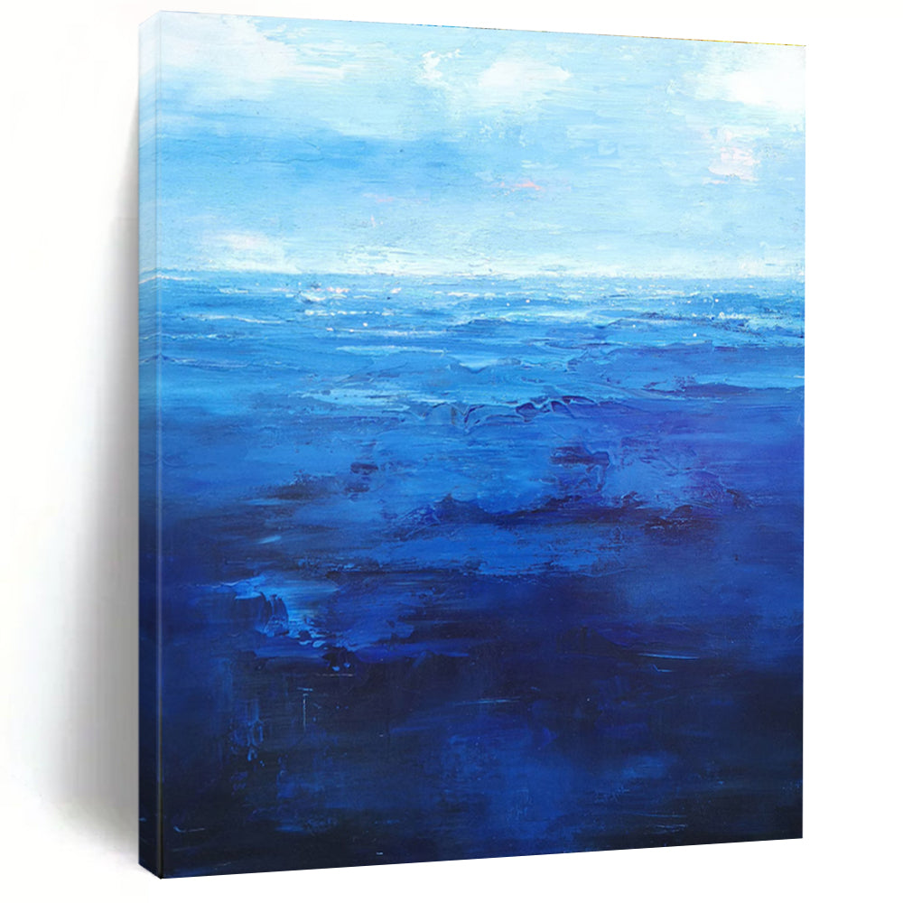 Deep Blue Ocean Abstract Painting for Nautical - Themed Studies HENG345
