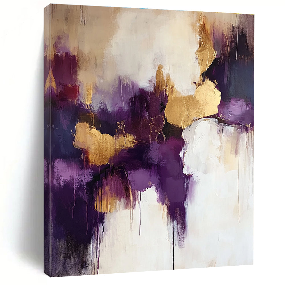 Purple Gold White Abstract Painting with Luxurious Vibes WINK618