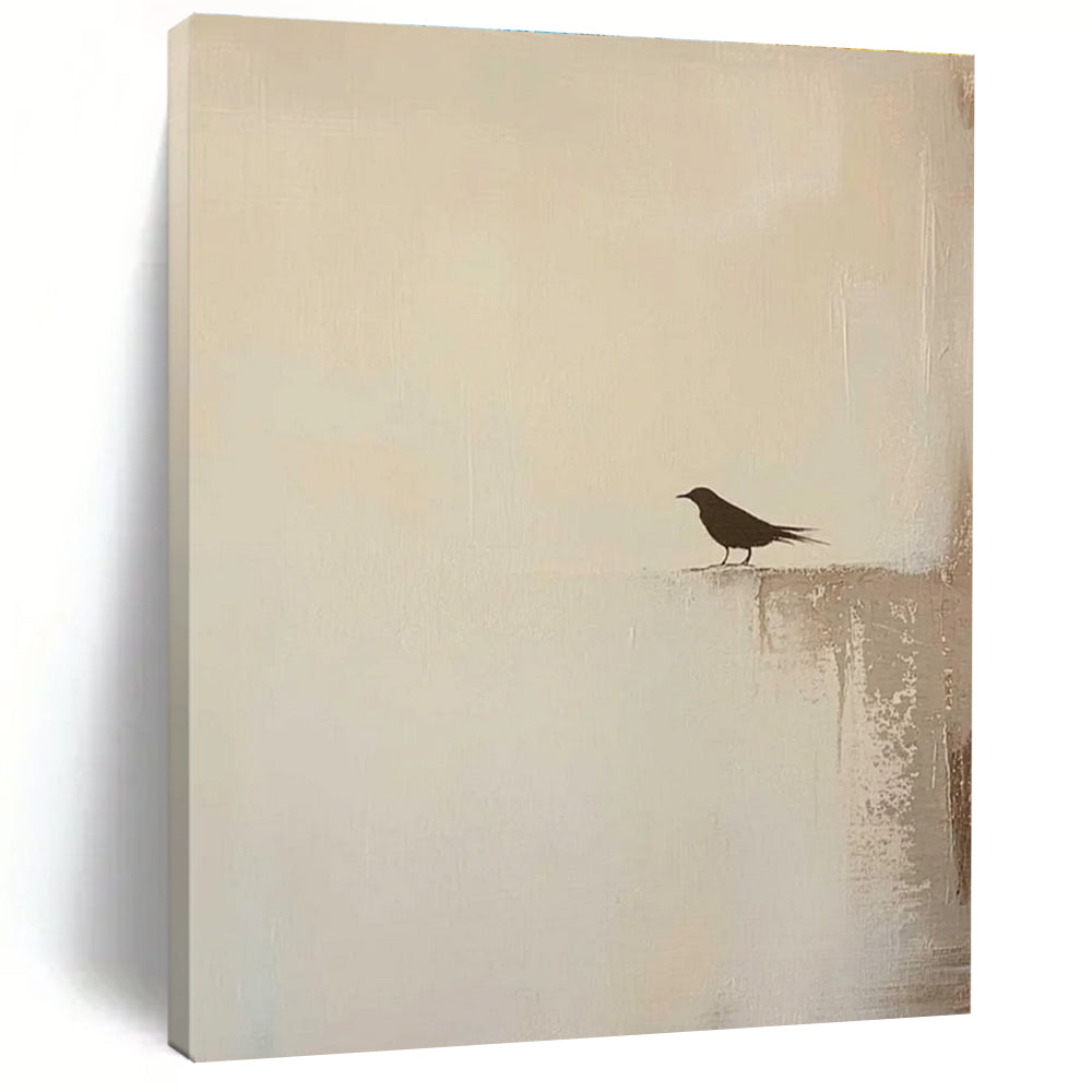 Solitary Bird Silhouette Abstract Painting for Minimalist Bedrooms HENG483