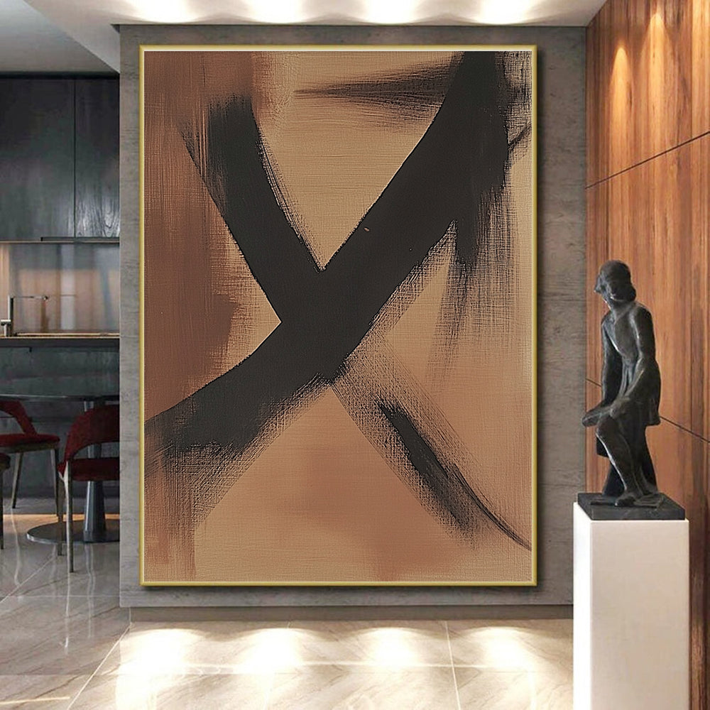 Minimalist Brown Black Abstract Painting with Subtle Impact WINK592