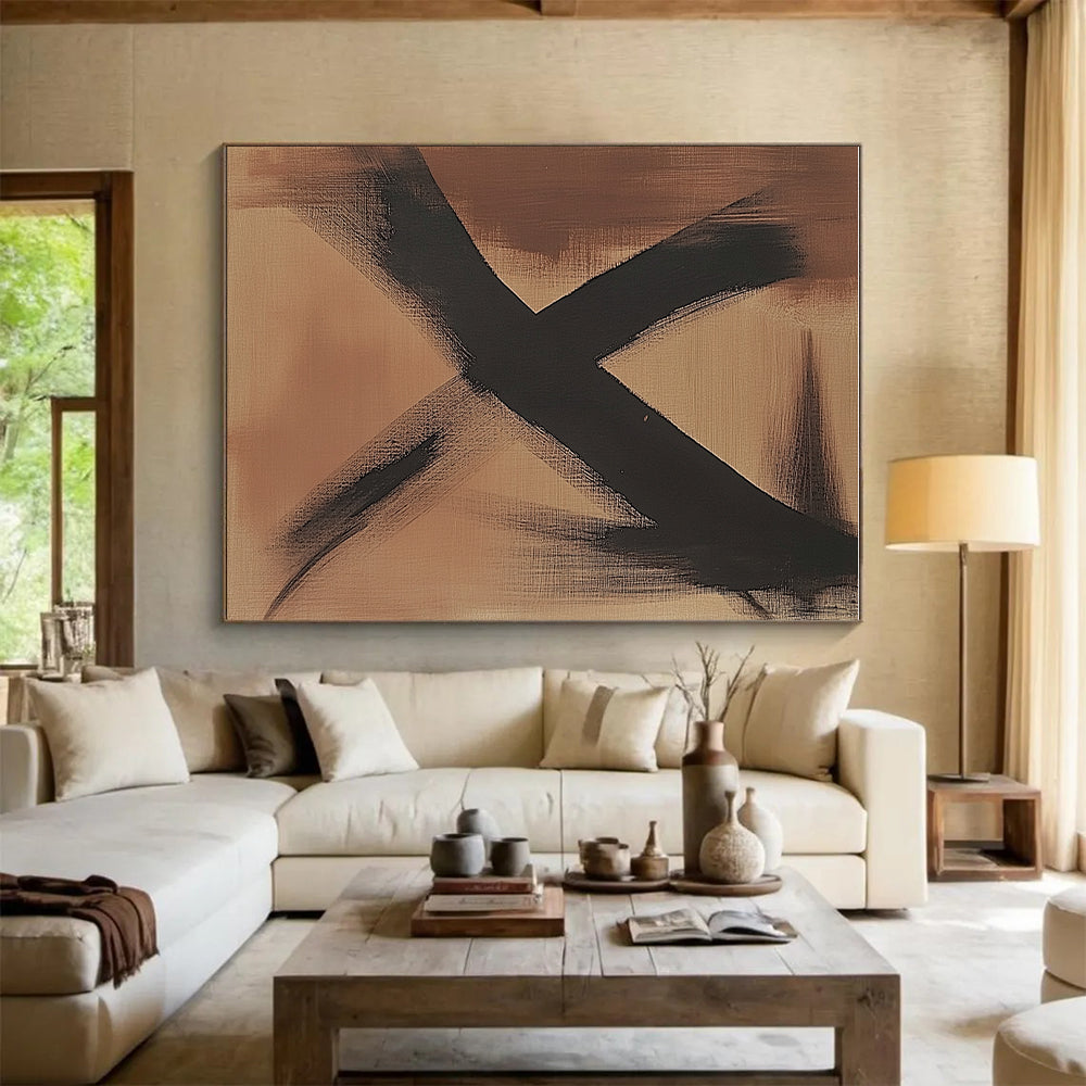Minimalist Brown Black Abstract Painting with Subtle Impact WINK592