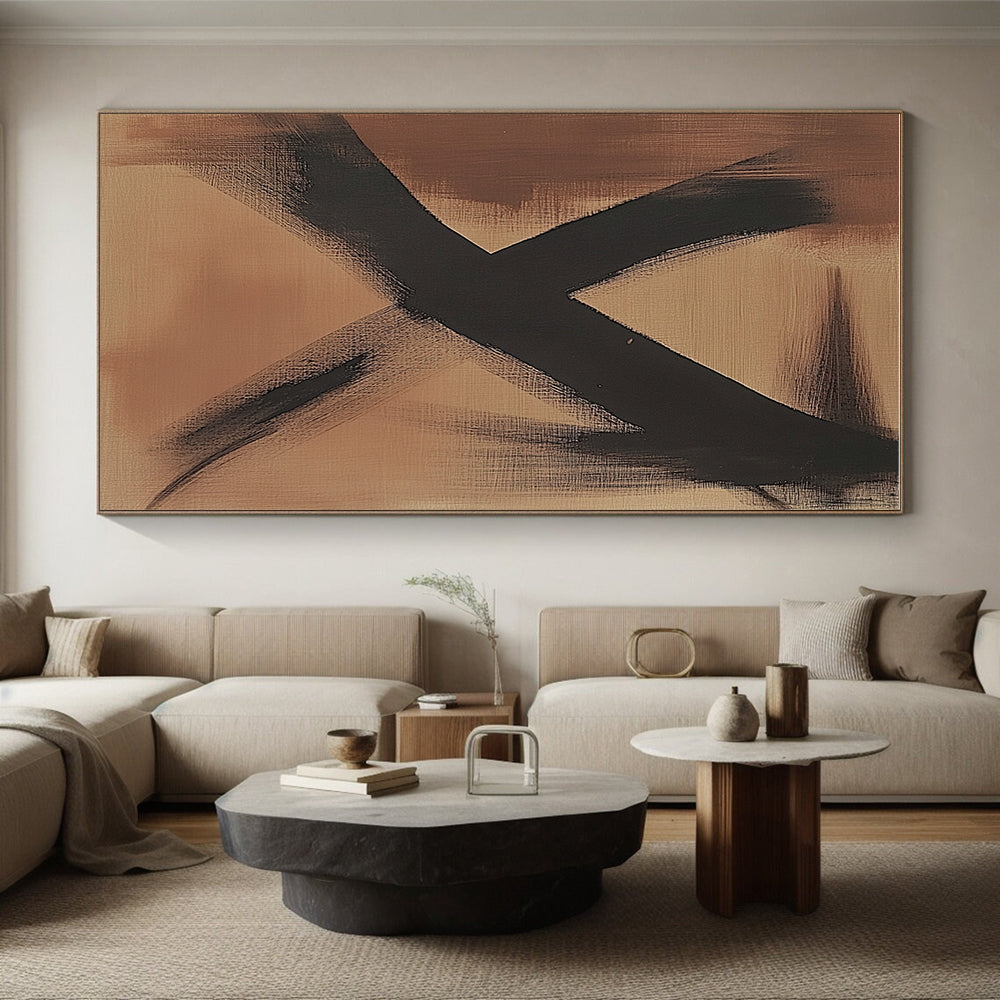 Minimalist Brown Black Abstract Painting with Subtle Impact WINK592