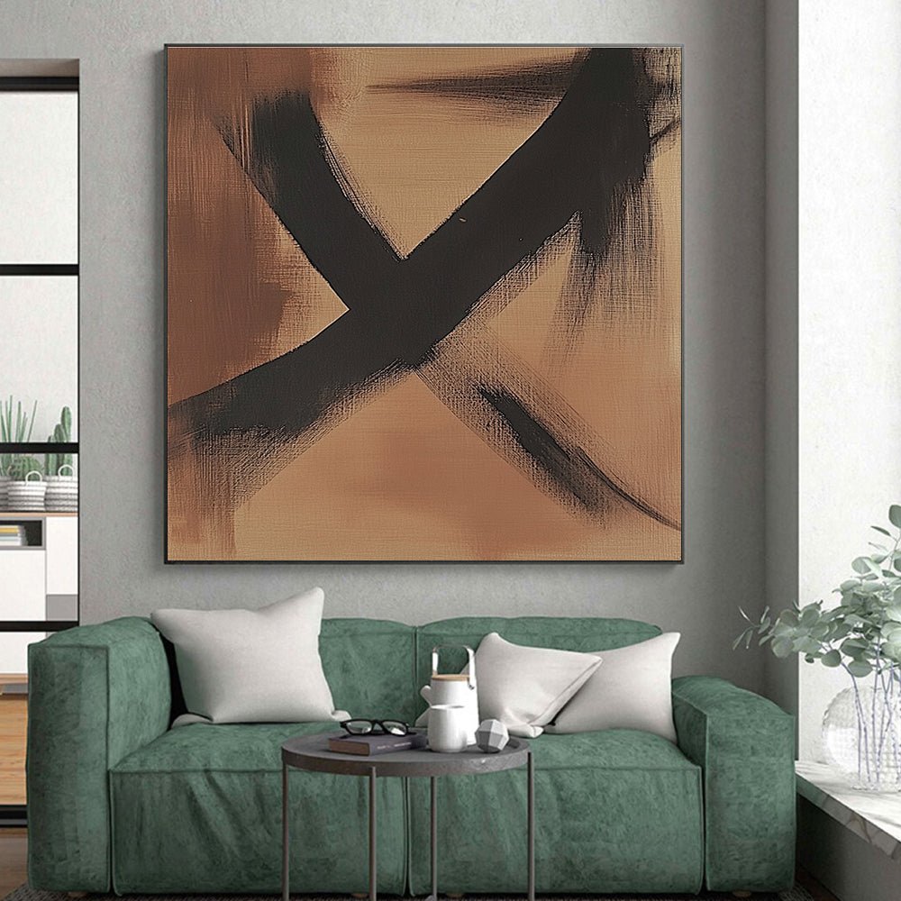 Minimalist Brown Black Abstract Painting with Subtle Impact WINK592