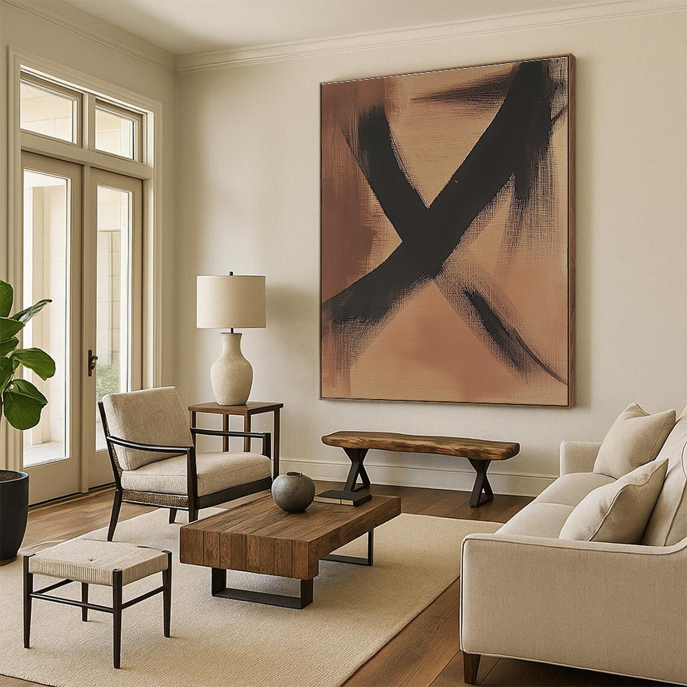Minimalist Brown Black Abstract Painting with Subtle Impact WINK592