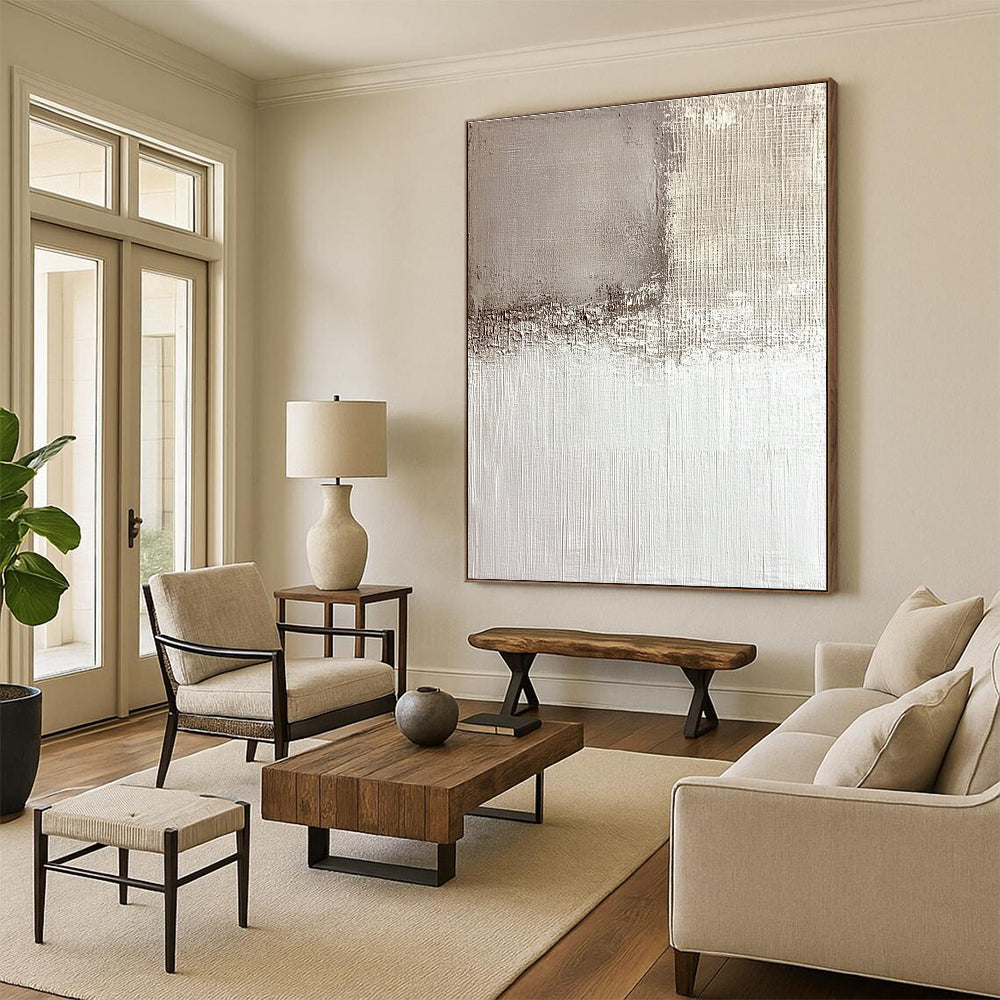 Minimalist Gray Abstract Painting with Subtle Textures WINK574
