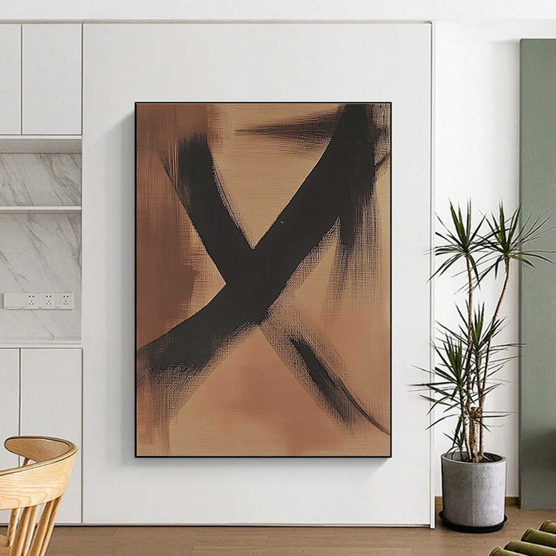 Minimalist Brown Black Abstract Painting with Subtle Impact WINK592
