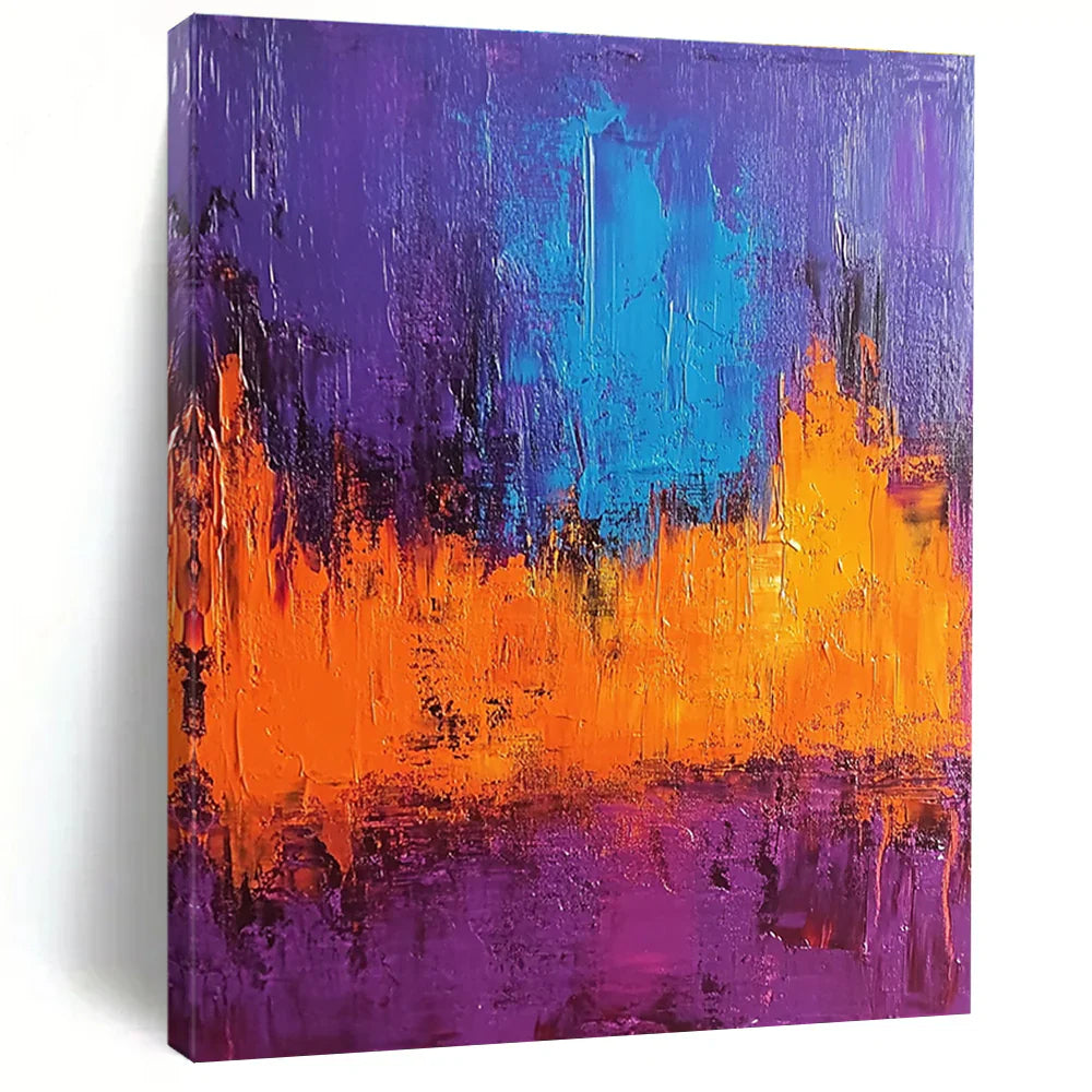 A Dynamic Collision - The Power of Purple and Orange in Abstract Art
