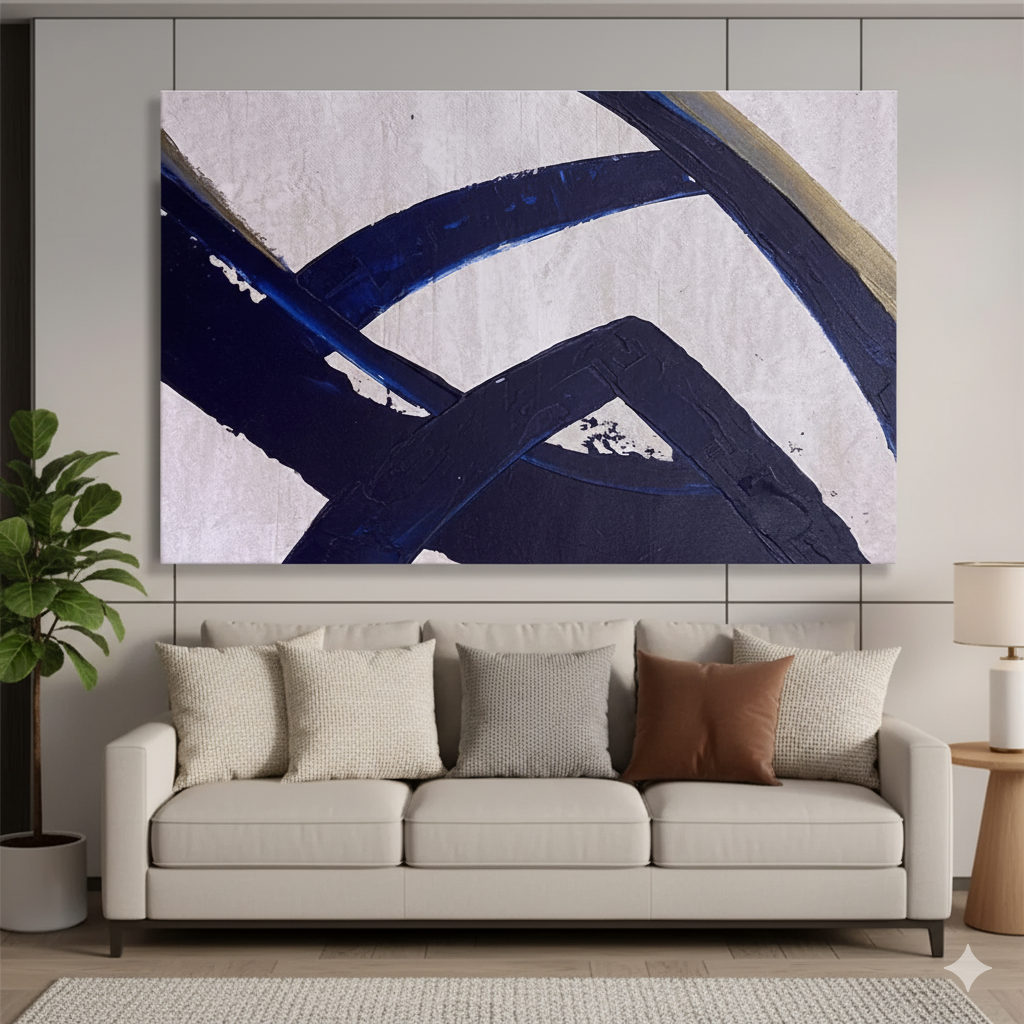 The Enigmatic Flow: Decoding the Dark Blue Abstract Lines in Modern Art