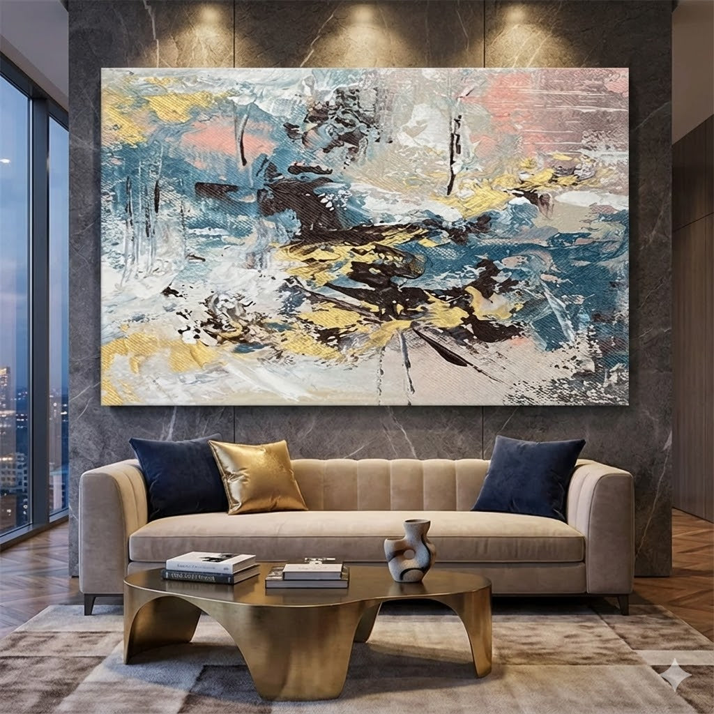 Unveiling the Depths: An Exploration of "Colorful Abstract Splash Painting for Vibrant Living Spaces YHT340"