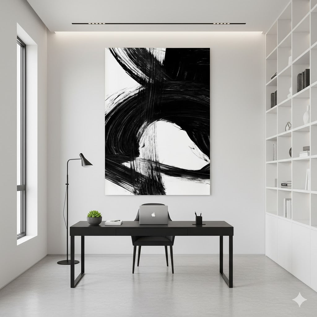 Unveiling the Depths: A Comprehensive Analysis of Dynamic Black Ink Abstract Painting for Contemporary Art Galleries HENG196