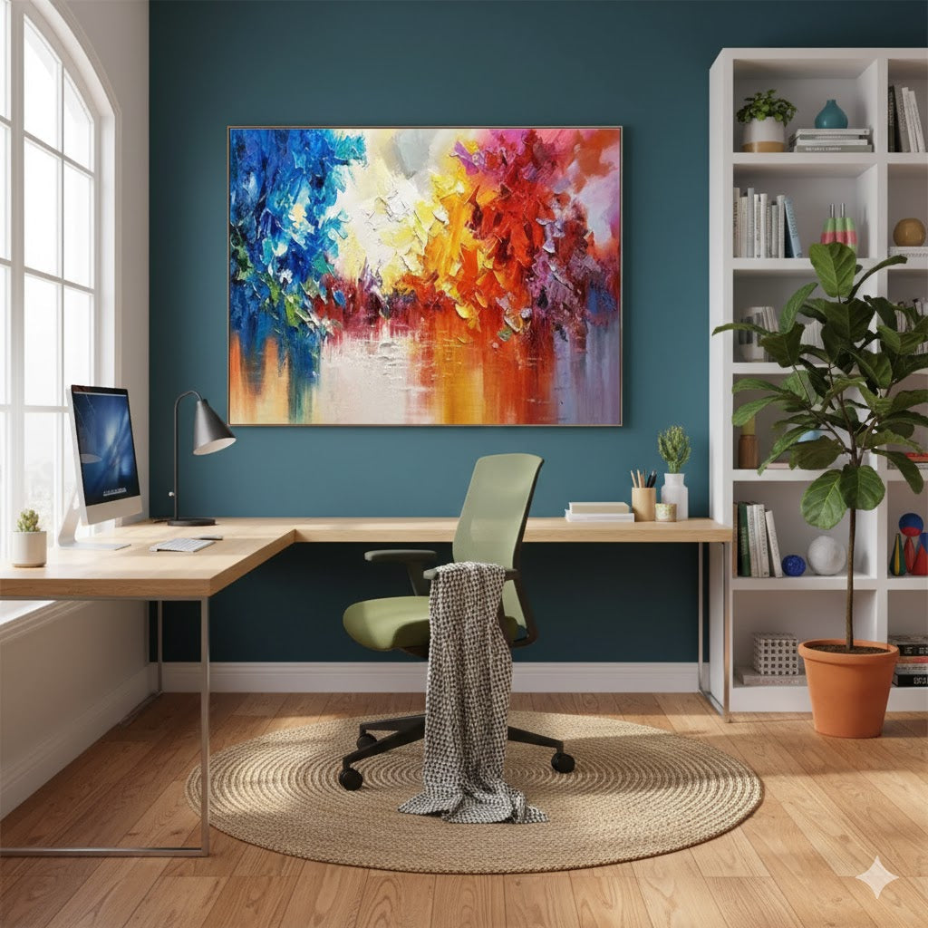 Vibrant Symphony: Exploring the Depths of Colorful Tree Abstract Painting YHT186