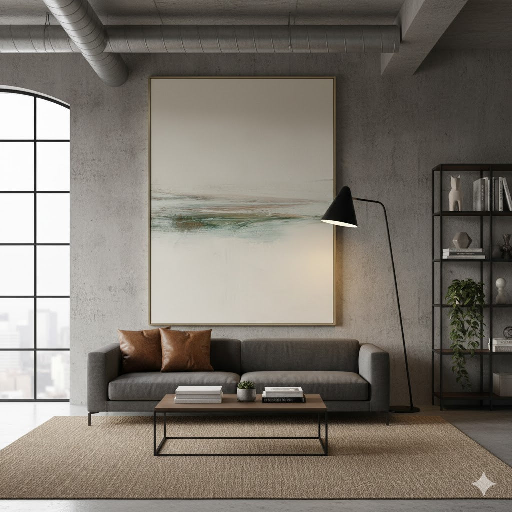 Exploring the Serenity: An In-Depth Analysis of Gentle Soft-Toned Abstract Landscape for Restful Spaces HENG226