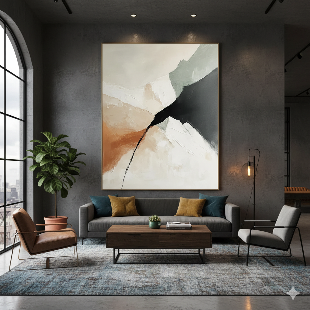 Evoking the Untamed Spirit - A Deep Dive into the Abstract Mountain Scene Painting and Its Enduring Appeal in Adventure-Themed Interiors