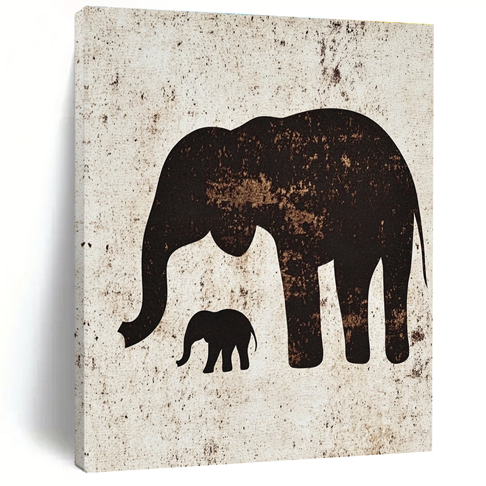 Elephant Silhouette Art Textured Wildlife Abstract Painting GAB0232