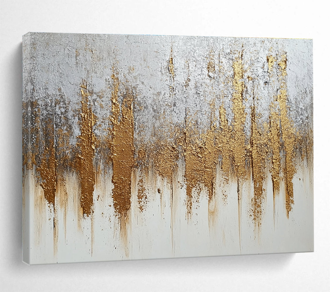 Silver and Gold Abstract with Textured Metallic Accents Abstract Painting ABS368