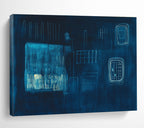 Dark Blue Abstract Forms Painting with Subtle, Mysterious Compositions ABS506