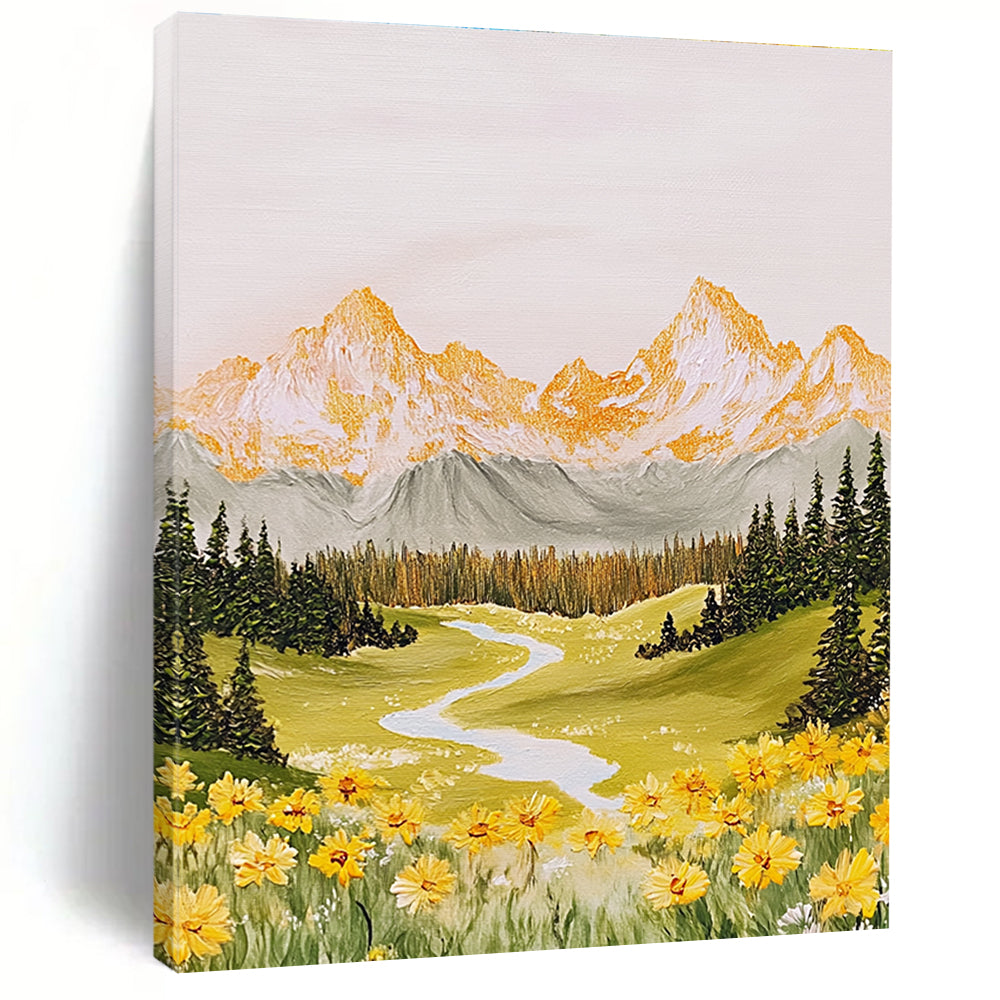 Mountain Valley Idyllic Abstract Painting for Rustic Interiors GAB1488