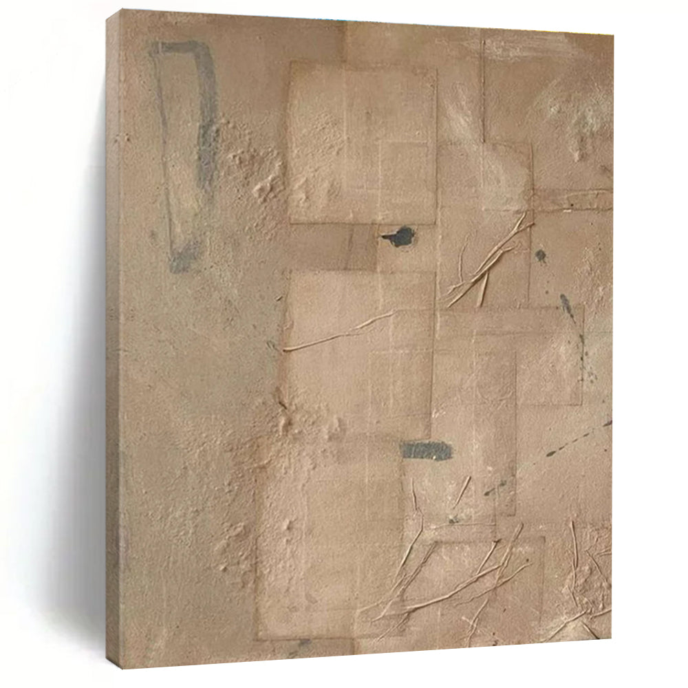 Beige Collage - Style Abstract Painting for Eclectic Interiors HENG336