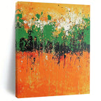 Orange Green Abstract - Energetic Abstract Painting GAB0637
