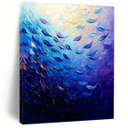 Blue Fish School Abstract Painting for Nautical - Themed Bars GAB1285