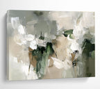 Gray - Green Abstract Blooms Painting with Subtle, Elegant Florals ABS509