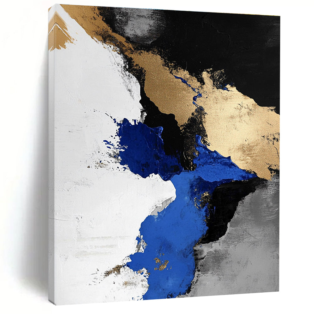 Blue - Gold Abstract Splash Painting with Luxurious Energy WINK365
