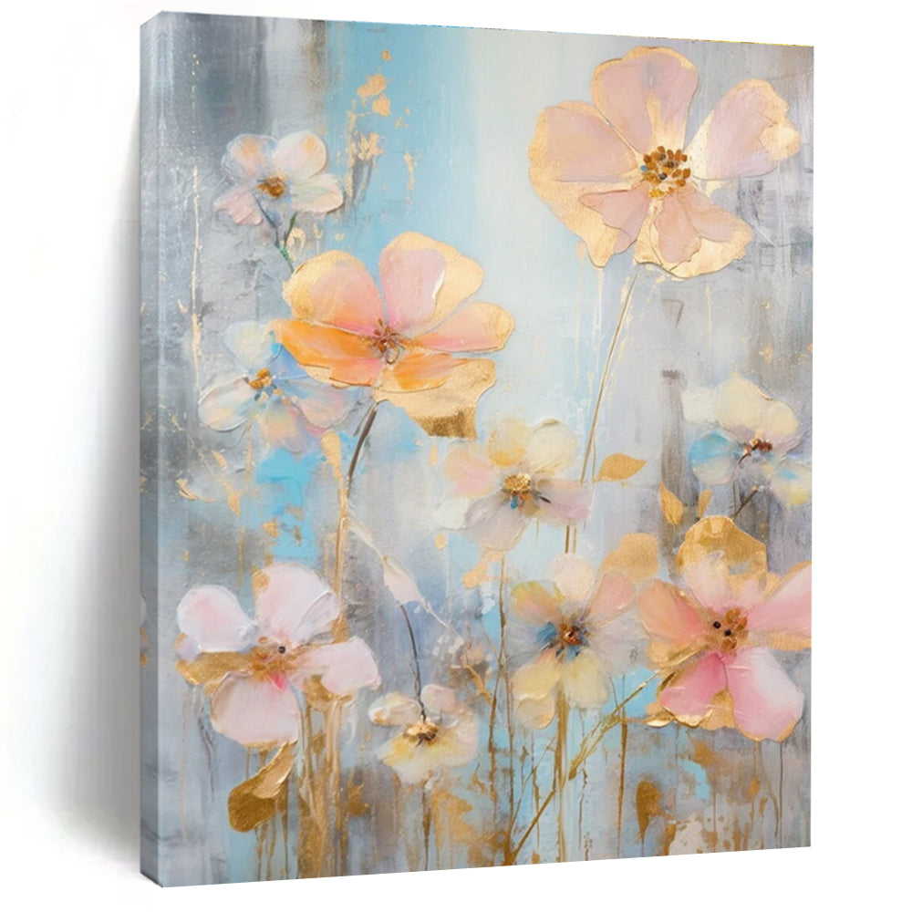 Delicate Floral Abstract Painting for Serene Bedrooms HENG431