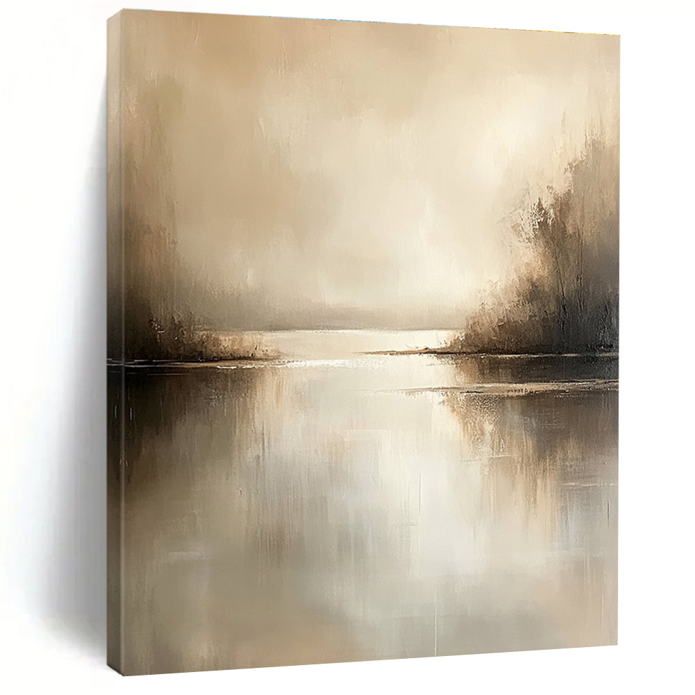 Beige Lake Abstract - Subtle Landscape Abstract Art GAB0527