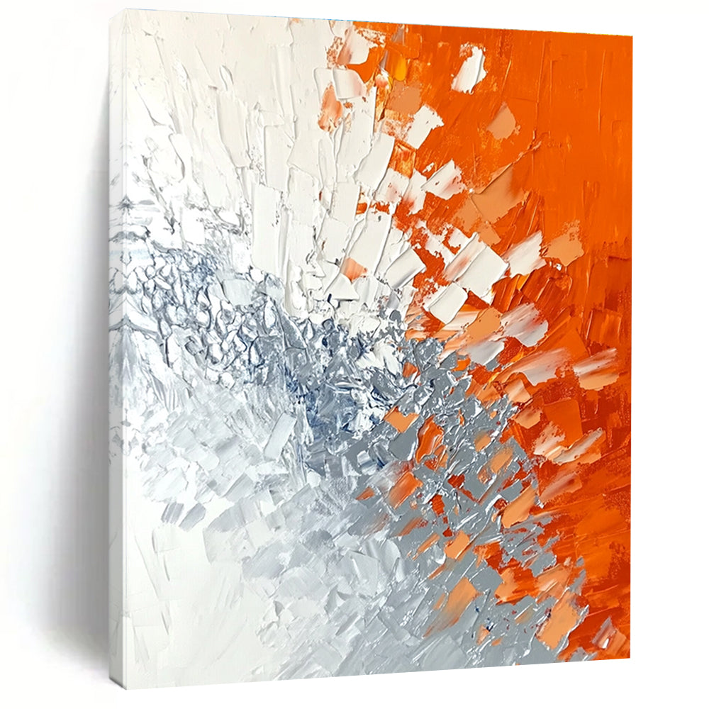 Orange Gray Burst - Dynamic Abstract Painting GAB0639