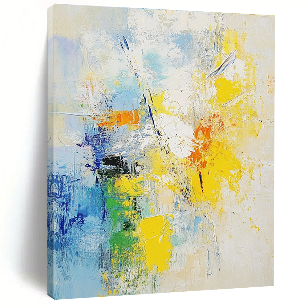 Blue Yellow Orange Abstract Painting with Cheerful Energy WINK486