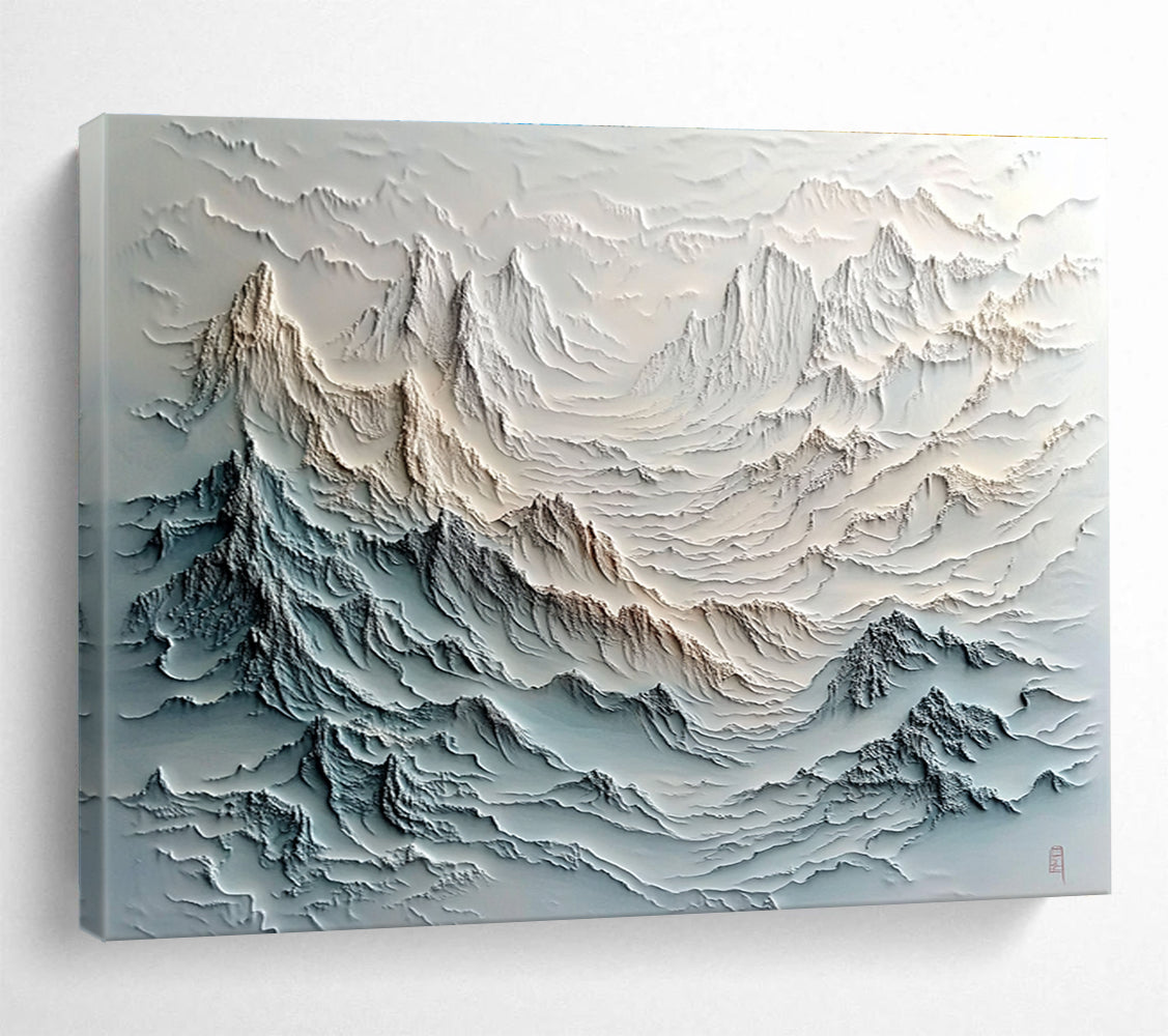 Intricate Textured Mountains Abstract Painting with Dramatic Detailing ABS620