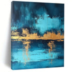 Blue and Gold Reflection - Elegant Landscape Abstract Painting GAB0460