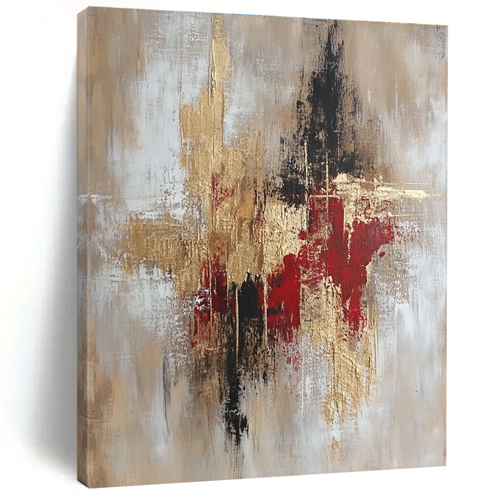 Gold and Red Textured Abstract Painting for Luxury Hotel Lobbies GAB0893